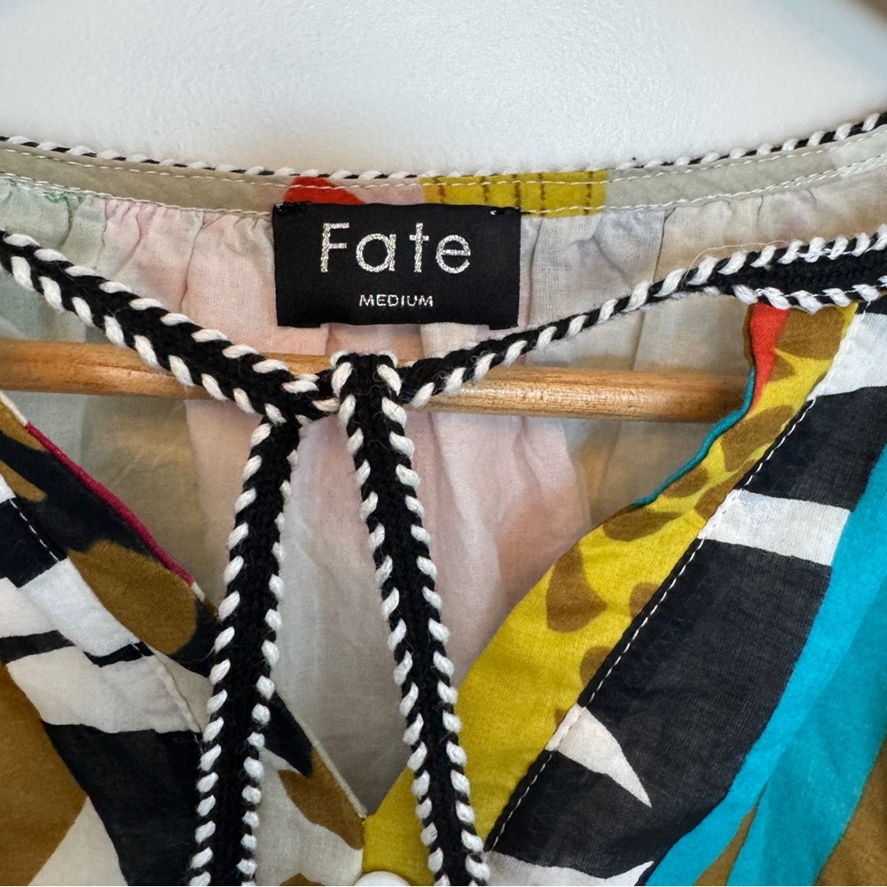 Fate Multicolor Abstract Cotton Blouse Size Medium - Picture 4 of 6